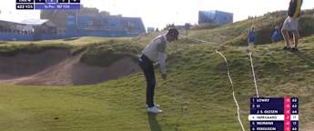 Niklas Norgaard hits beauty into the 18th hole