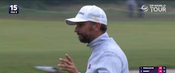 Joost Luiten holes a putt from distance on the 15th