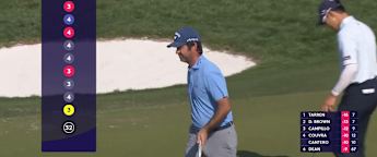 Jorge Campillo holes eagle putt at ninth