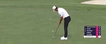 Sam Bairstow makes very slippery putt on the ninth