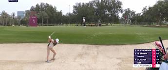 Alex Fitzpatrick holes out from greenside bunker at the first