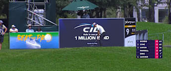 Tapio Pulkkanen with a near ace lip out at the ninth