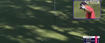 Marcel Schneider makes it three birdies in a row at the 13th