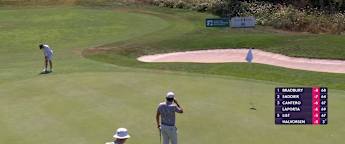 Stefano Mazzoli birdies from the fringe at the front of the sixth green