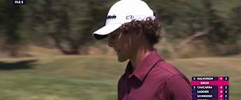 Angel Ayora holes a lengthy birdie putt at the second