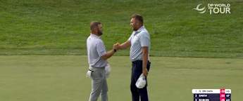 Winning moment: Dan Brown claims his second DP World Tour title at the BMW International Open.