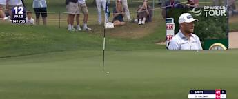 Daniel Brown sticks his approach in close at the 12th