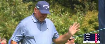 Thomas Bjørn finishes with a birdie for a 63 to set Sunningdale target