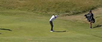 Jacob Skov Olesen holes out for eagle at the fifth 