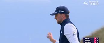 Connor Syme holes tricky birdie putt from off the green