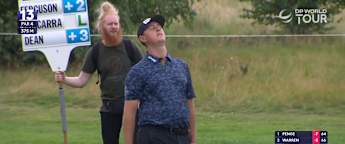 Joe Dean almost holes out for eagle at the 13th
