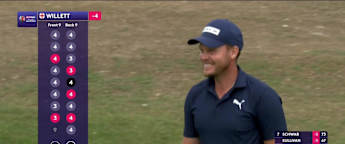 Danny Willett chips in for bridie at the eighth for fifth birdie of second round