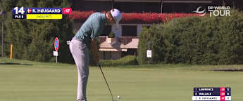 Rasmus Højgaard holes monster eagle putt at the 14th