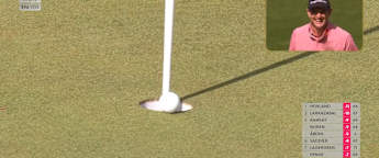 Justin Rose so close to hole-out eagle at the seventh