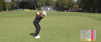 Guido Migliozzi sets up seventh birdie of the day at the 16th