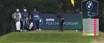 Aaron Rai goes right at it on the fifth