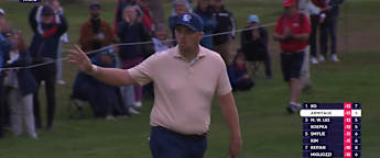 Marcus Armitage converts huge birdie putt at the seventh to take lead