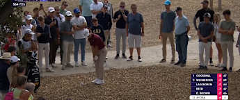 WATCH: Angel Ayora produces fine up-and-down for birdie from the wood chippings at the seventh