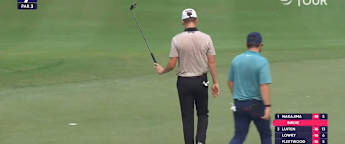 Daniel Hillier sinks birdie putt at the seventh
