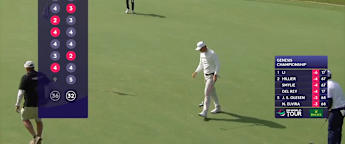 Haotong Li holes huge putt for birdie at the eighth