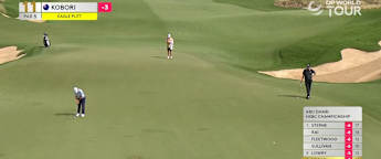 Kazuma Kobori holes monster eagle putt at the 11th