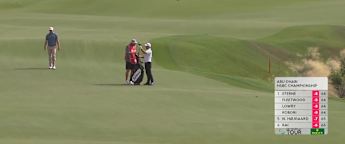 Andy Sullivan throws dart at the 18th