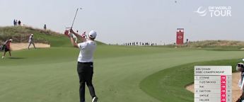 Nicolai Højgaard nearly holes his approach at the second