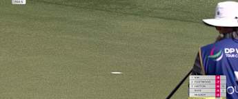 Martin Couvra rolls in eagle putt at 14