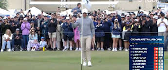 Rory McIlroy judges putt to perfection at the 12th