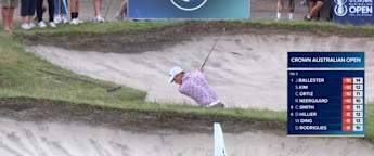 Michael Hollick holes tricky bunker shot