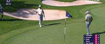 Christiaan Bezuidenhout chips in at the 14th