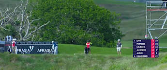 Nikhil Rama drives the green at the 13th 