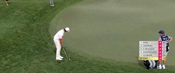 Wenyi Ding gets up and down for birdie at the fifth