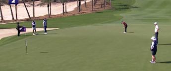 Angel Hidalgo sinks 68-foot birdie putt at the second
