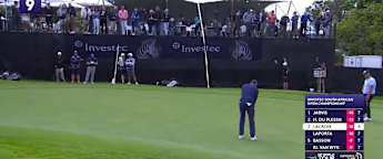 Frederic Lacroix makes a big birdie putt at 9