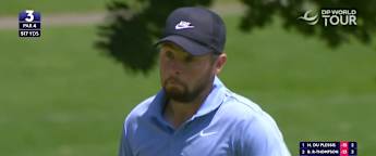 Alex Fitzpatrick chips in for birdie at the third