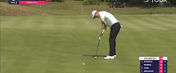 Bernd Wiesberger birdies the fifth for his third birdie of the day