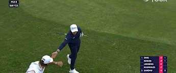 Ewen Ferguson chips in for eagle at the 4th