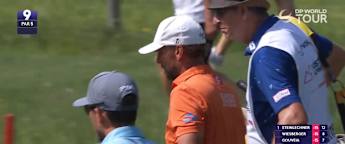 Joost Luiten throws a dart at the ninth to become co-leader