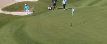 WATCH | Dan Bradbury holes out from a plugged lie at the sixth