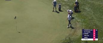 Casey Jarvis chips in for birdie