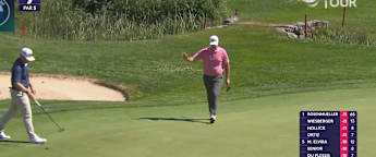 Joe Dean joins the lead with eagle putt