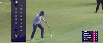 Jorge Campillo holes birdie putt from off the green