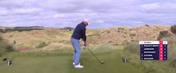 Shaun Norris drives the green at par-four seventh