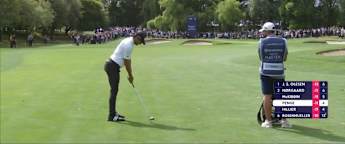 WATCH | Marco Penge inches from a hole-out eagle on the fifth 