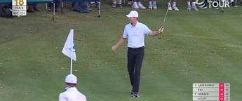 WATCH | Marcus Helligkilde chips in on the 18th