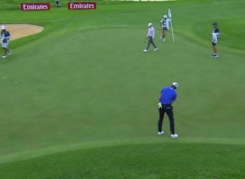 Thomas Detry holes lengthy eagle putt at the 2nd Hole