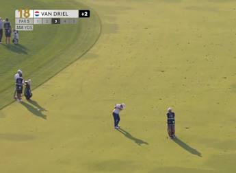 Darius van Driel almost holes out on the last