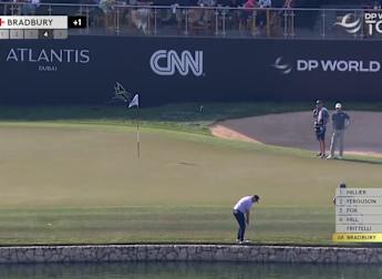 WATCH: Dan Bradbury makes chip-in birdie at 18th