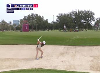 Alex Fitzpatrick holes out from greenside bunker at the first